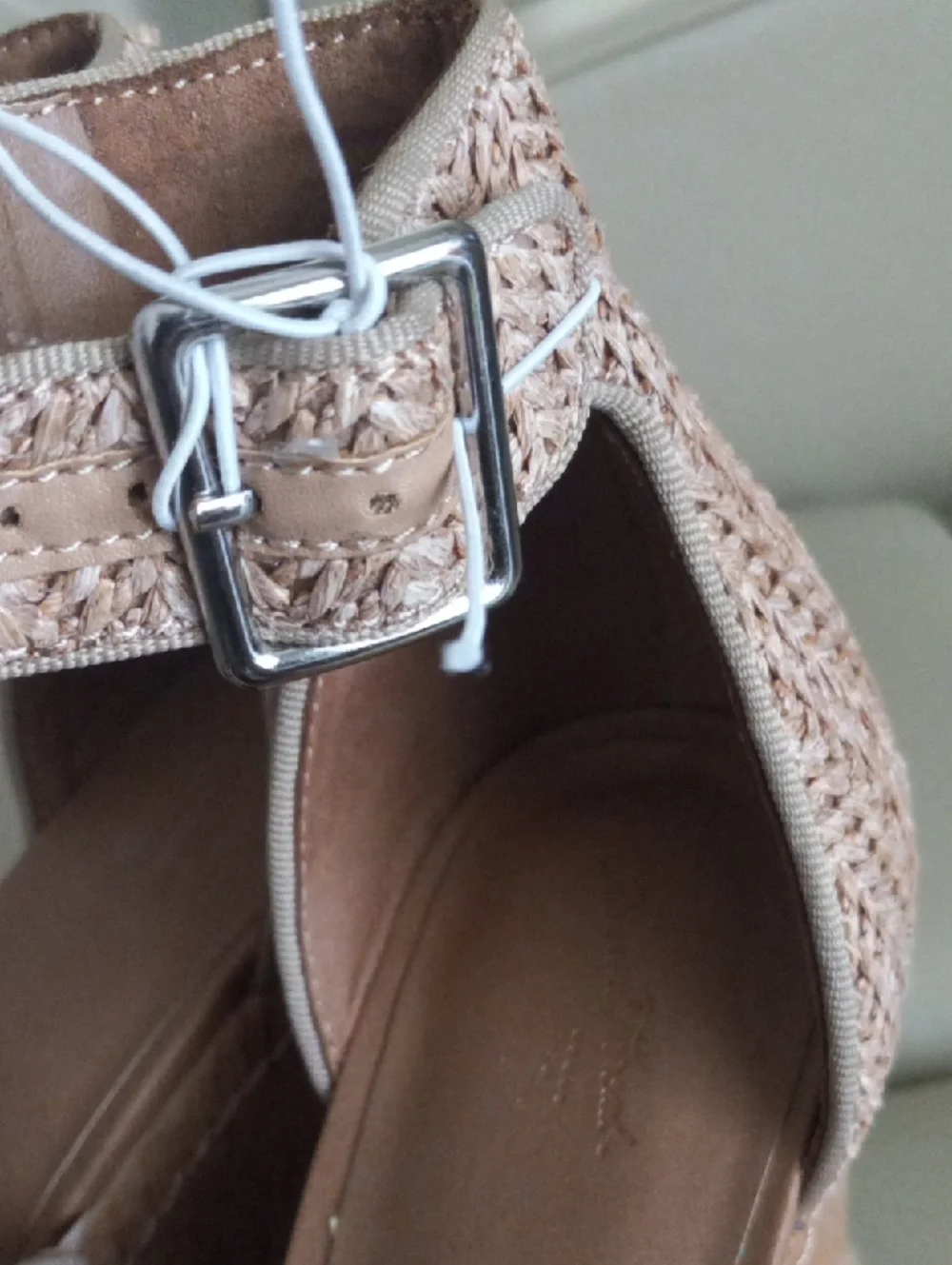 Universal Thread Tan Braided Espadrille Wedge Sandals with Ankle Buckle Size 11